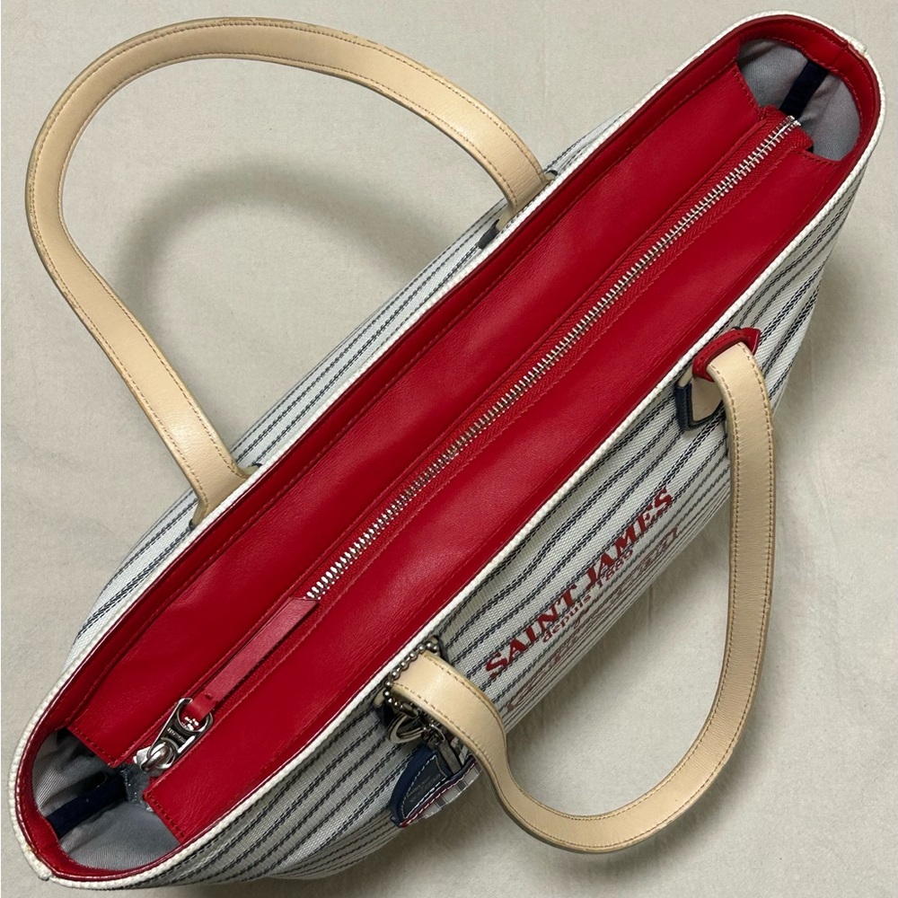 COACH X Saint James Legacy Weekend Tote in Ticking Stripe Canvas w/Leather Trim - Picture 7 of 16